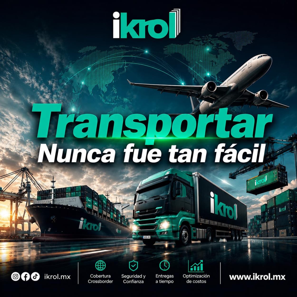 Transportar nunca fue tan fácil — Cobertura crossborder, seguridad y confianza, entregas a tiempo y optimización de costos con IKROL.